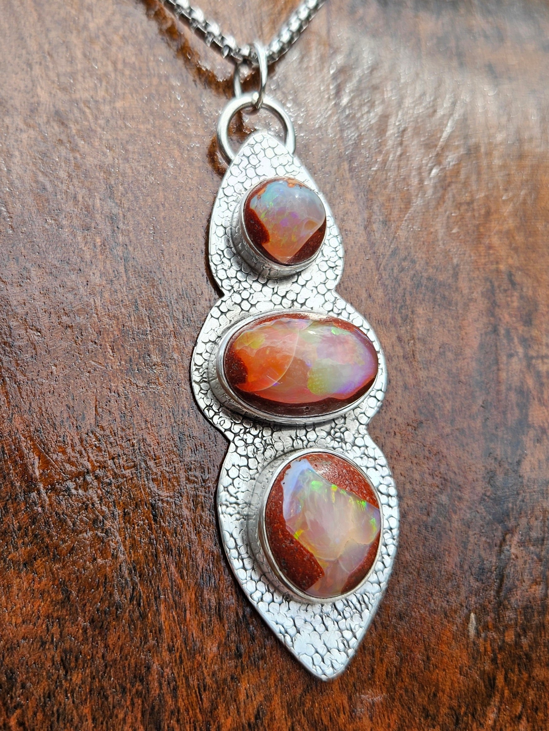 Triple Mexican Opal Pendant