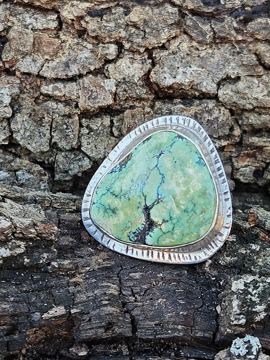 Green Damele Turquoise Ring Size 7 sterling silver 