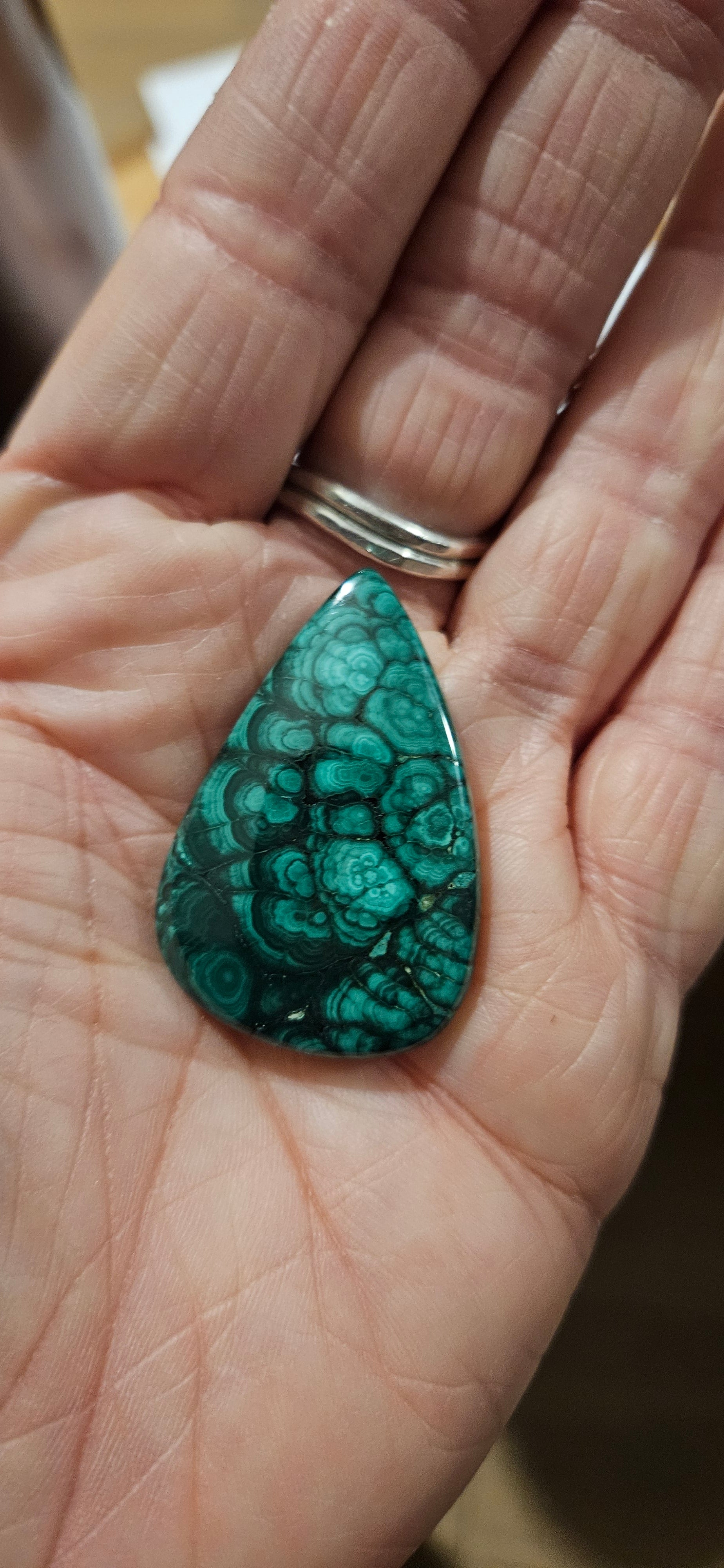 Malachite Teardrop Shaped Cabachon 
