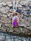Purple Mexican Matrix Opal Pendant set in sterling silver with a copper accent. 