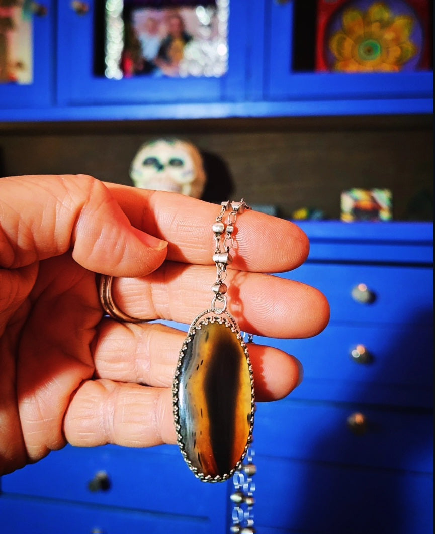 Montana Agate Pendant set in sterling silver.