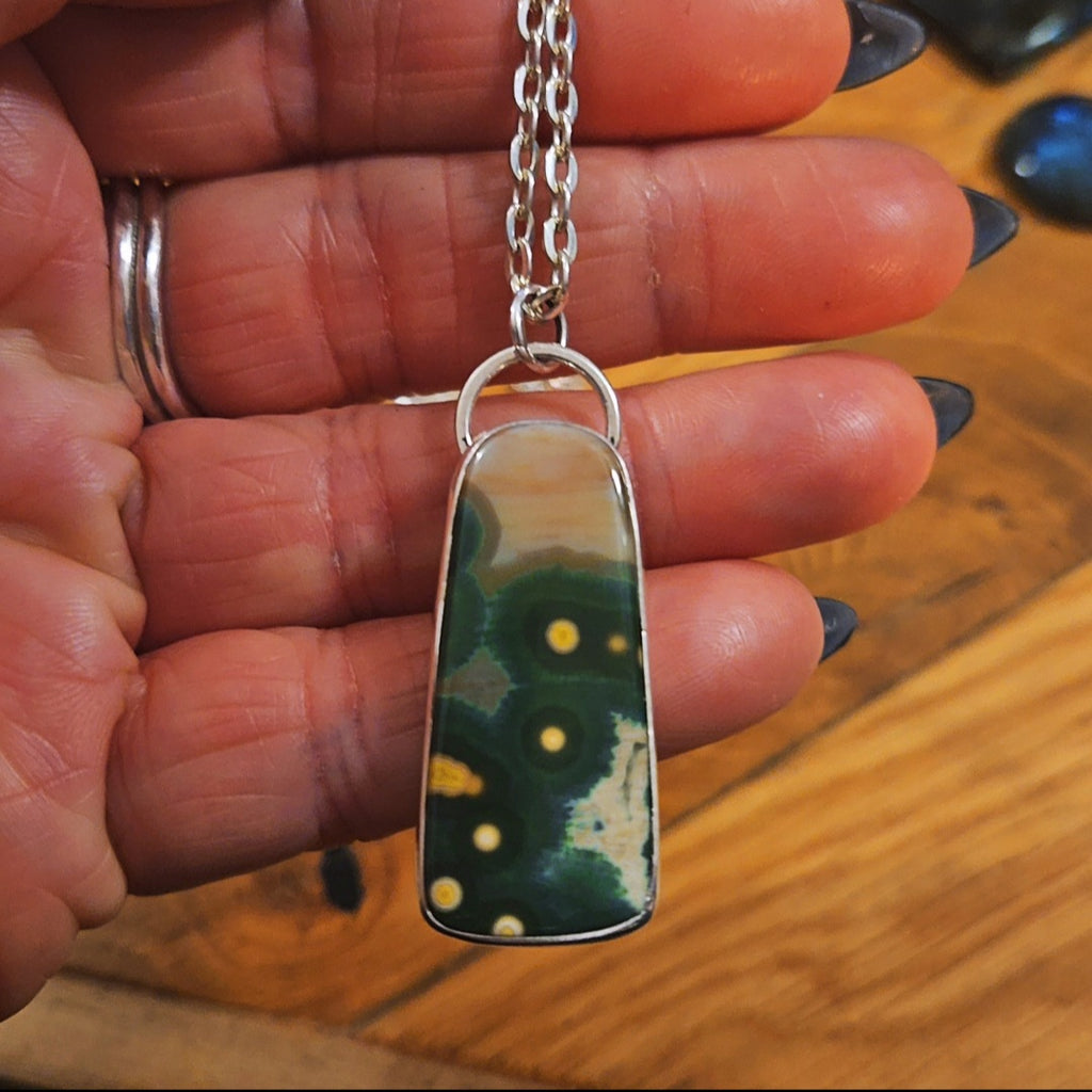 Ocean Jasper Pendant set in sterling silver 