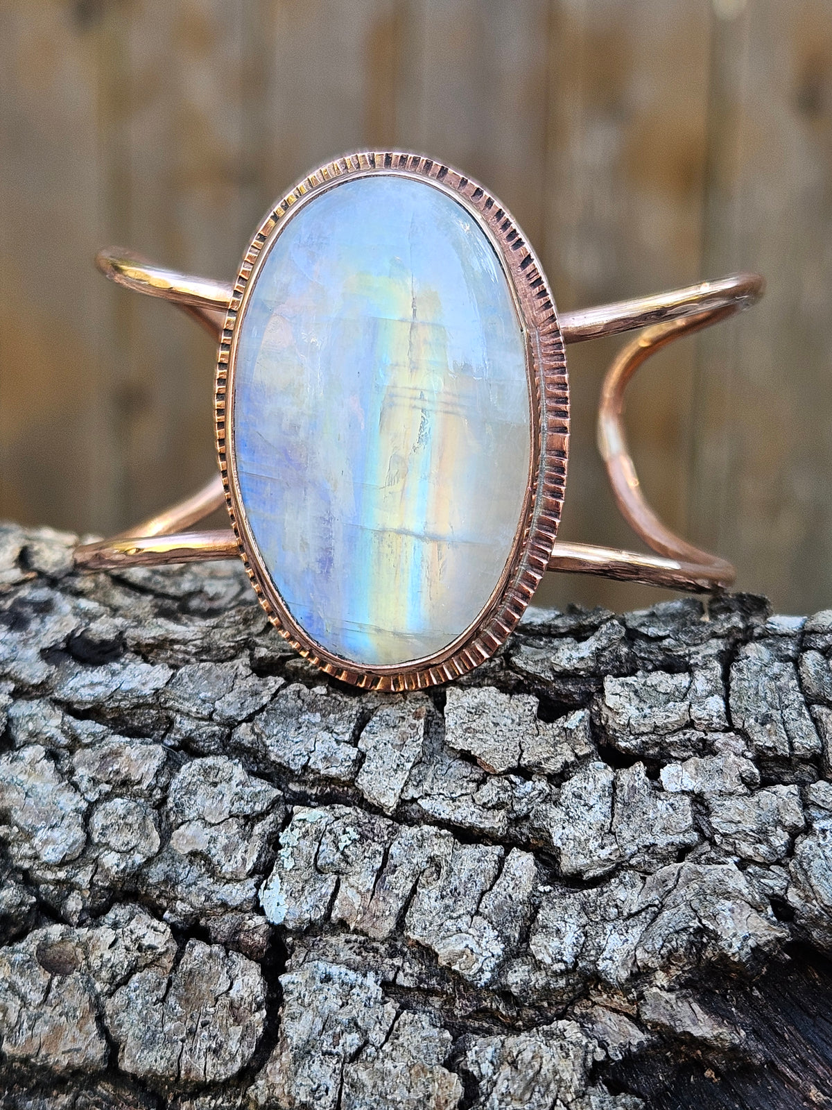 Rainbow Moonstone Copper Cuff