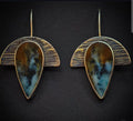 Blue Opalized Wood Earrings