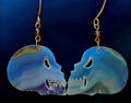 Rainbow Iris Agate Skull Earrings with 12k gold filled ear wires. 
