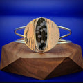Snowflake Obsidian Bracelet set in sterling silver. Geometric shape. 