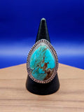 Teardrop shaped Turquoise #8 Ring set in sterling silver size 6.75
