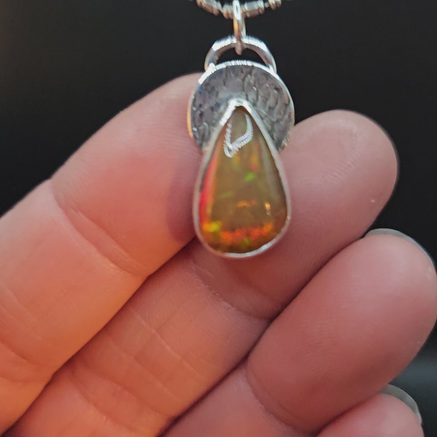 Teardrop Ethiopian Opal Pendant
