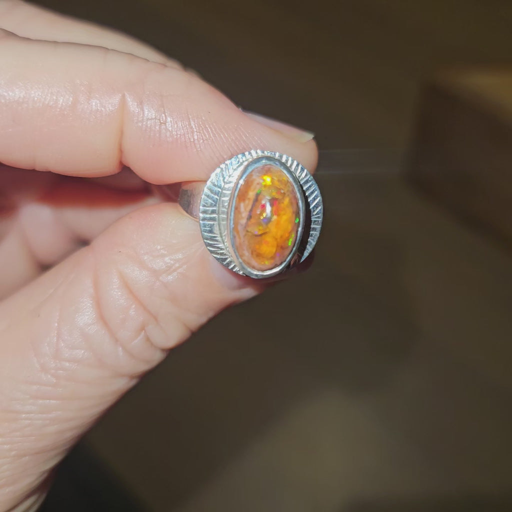Rising Sun Mexican Matrix Opal Ring