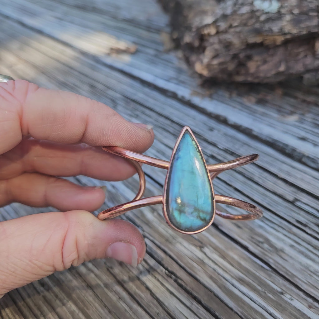 Blue Labradorite Copper Cuff