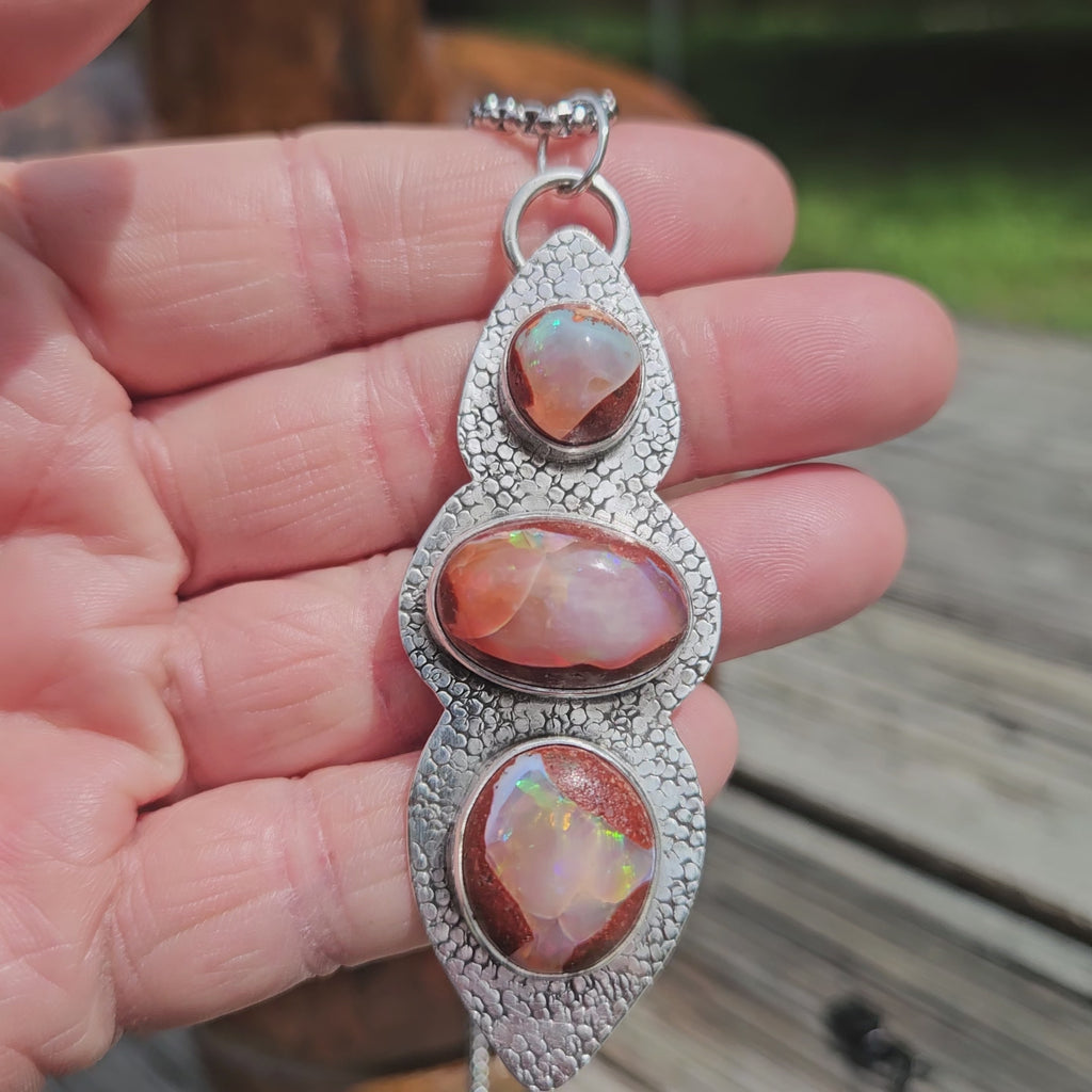 Triple Mexican Opal Pendant