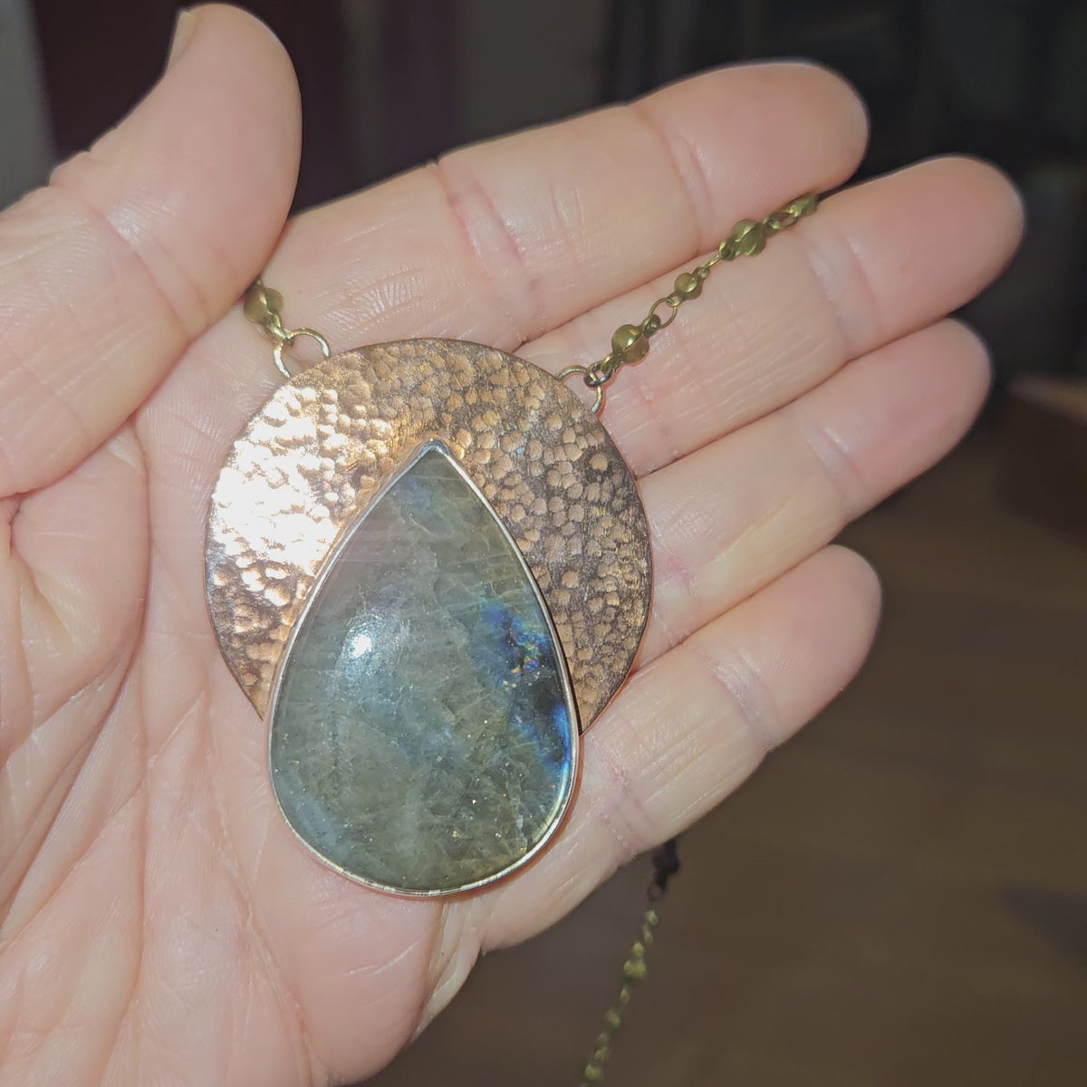 Labradorite Copper Pendant