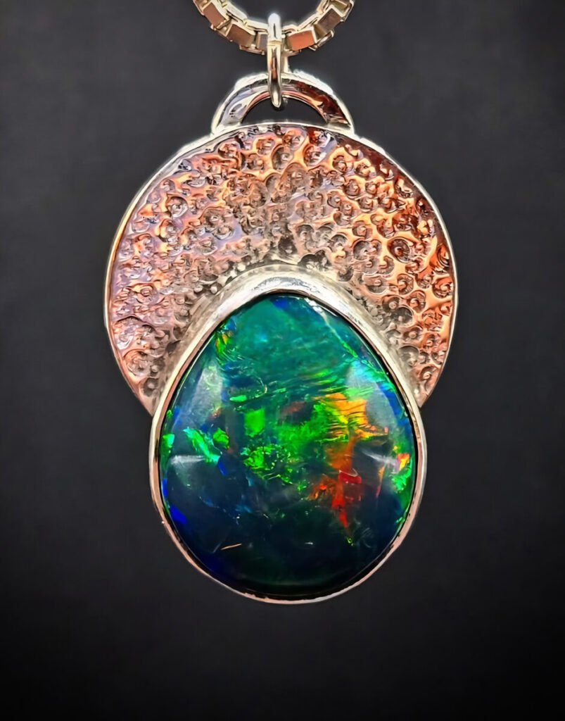 Sterling Silver Black Ethiopian Opal Pendant