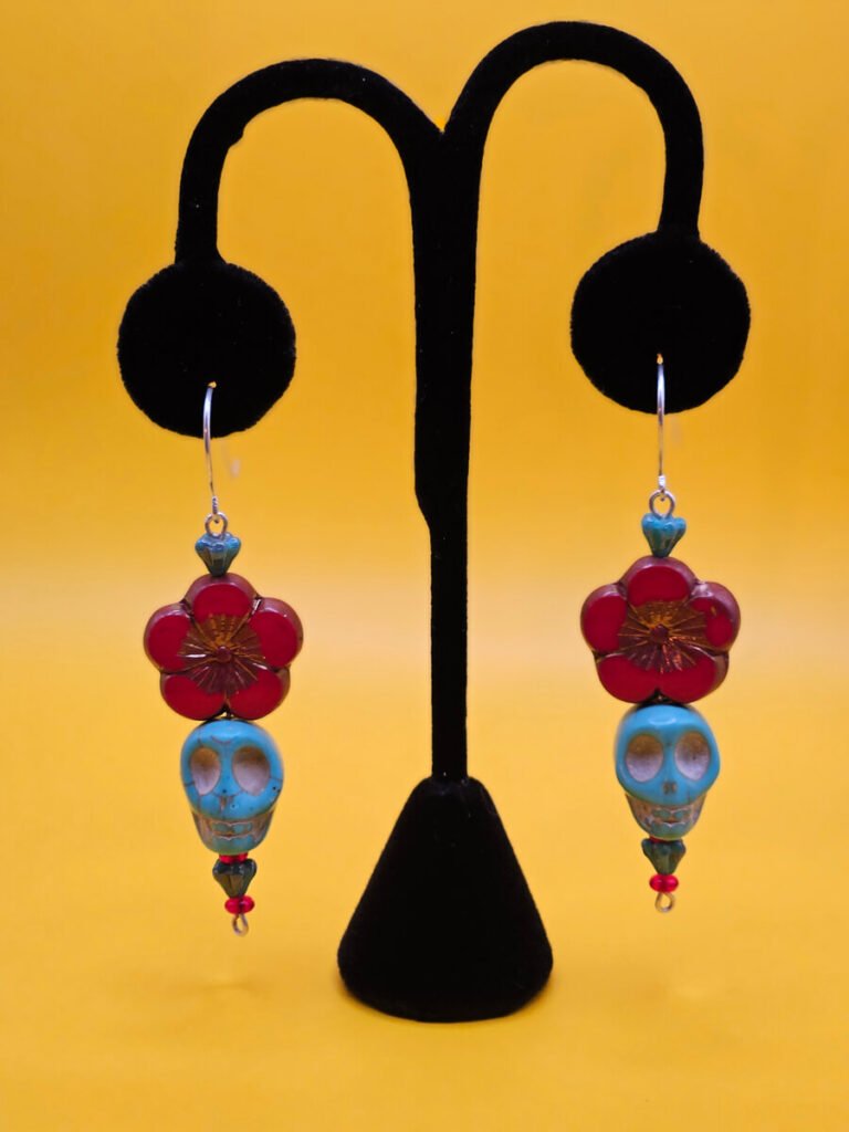 Skull and Flower Earrings
