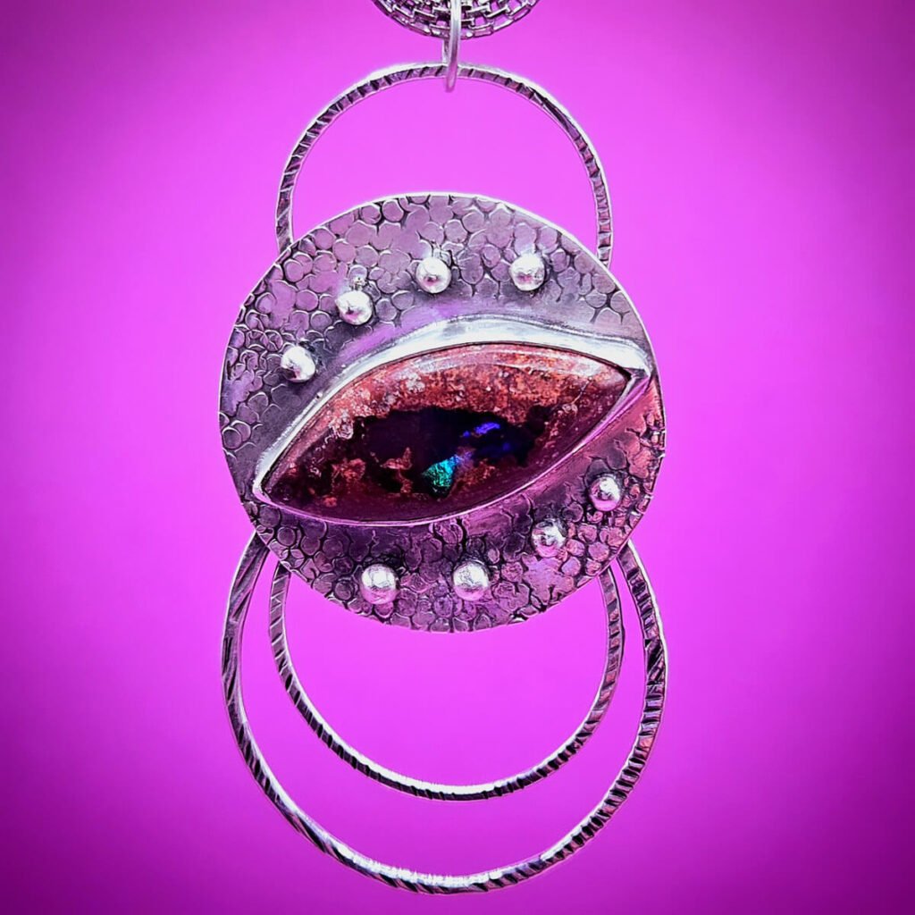 Mexican Fire Opal Eye Pendant