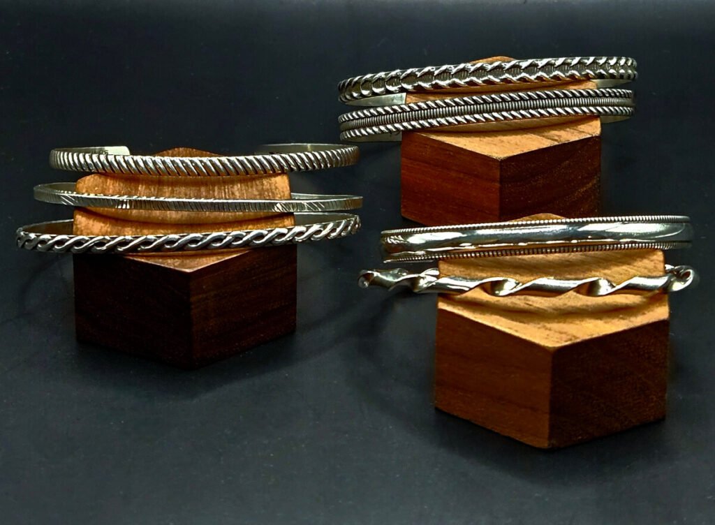 Sterling Silver Pattern Wire Stacking Bracelets